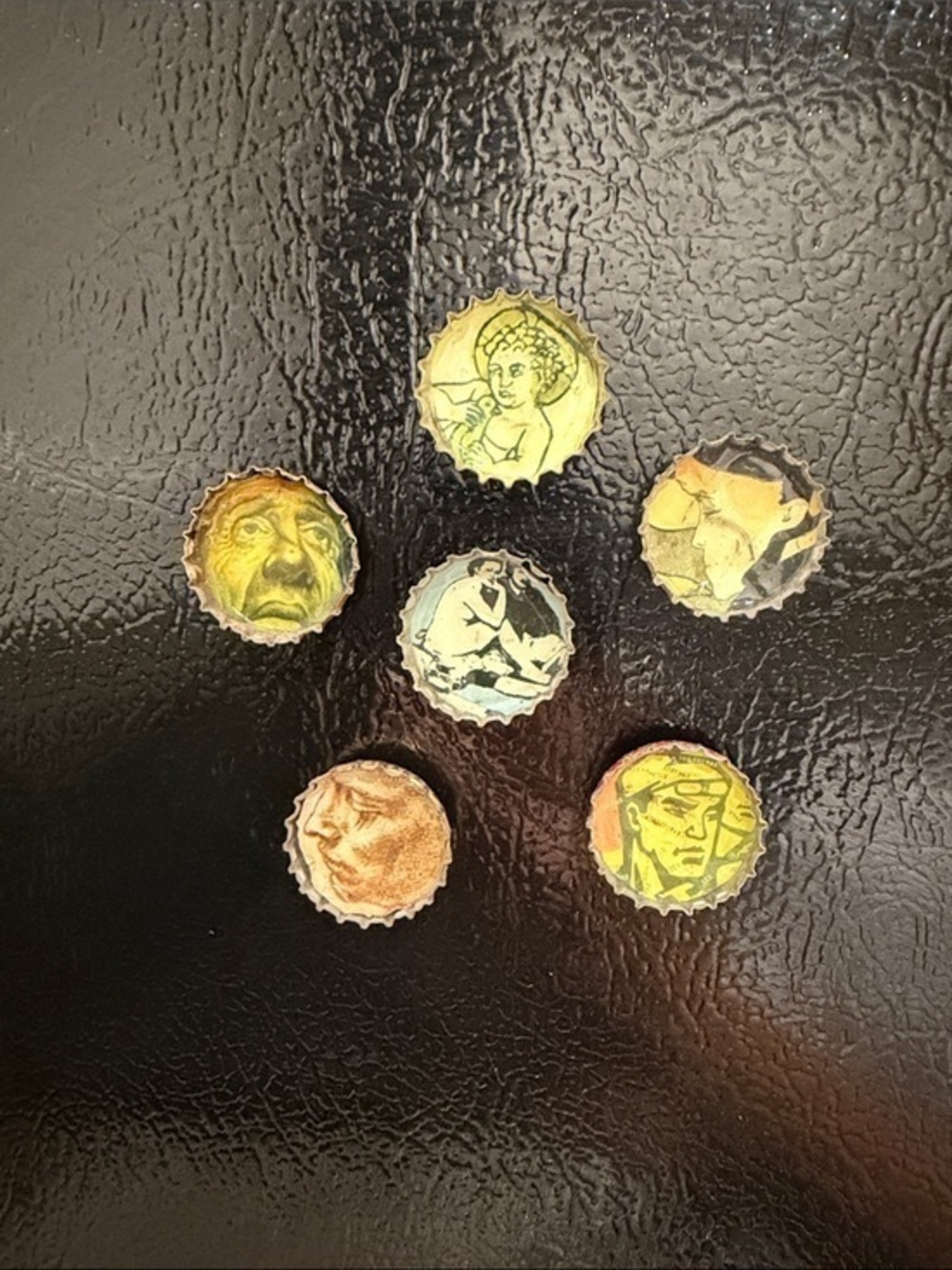 Vintage Illustrated fine art portraits Bottle Cap Magnets - Set of 6